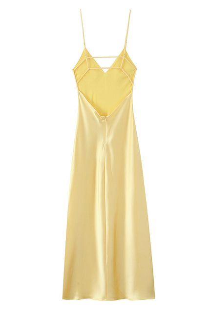5 Colorway Solid Color Spaghetti Strap Hot Sale Back Hollow Out Casual Fashion Long slip Dress for Ladies