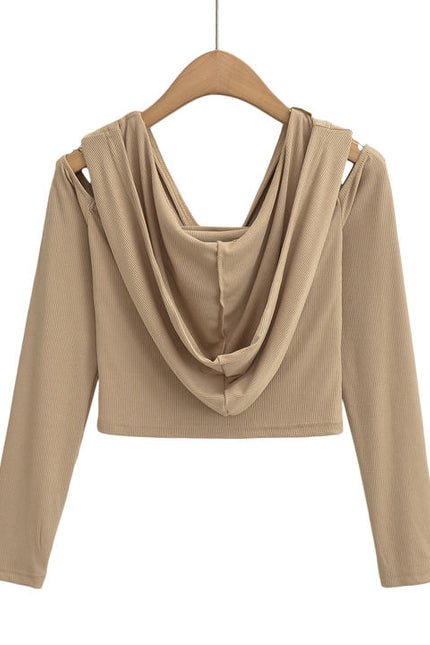 4 Colorway Solid Color Long Sleeve Hollow Out Casual Fashion Women Knit Crop t Shirt