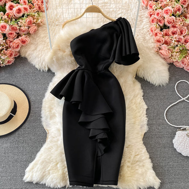 Summer Women Clothin Sexy Slim Fit Ruffles Casual Party Dresses