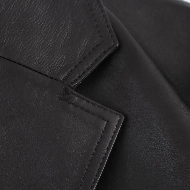 Single Button Black Color Notched Collar Long Sleeve Casual Fashion PU Leather blazer Jacket for Women