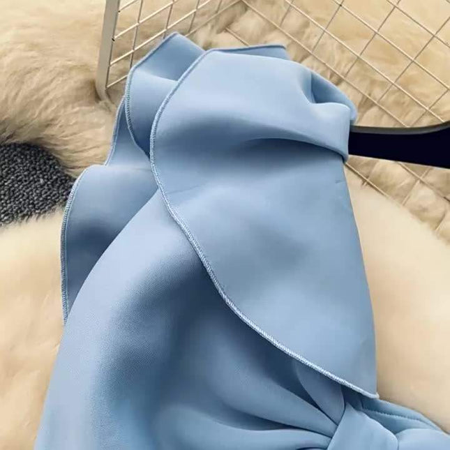 S-4xl Sexy Pure Desire Wind Bow Tie Single Shoulder Diagonal Neck Bra Wrap Hip Dress