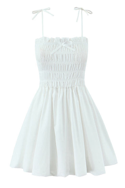 2 Colorway Spaghetti Strap Solid Color Smocked Hot Sale Casual Fashion Mini slip Dress for Ladies
