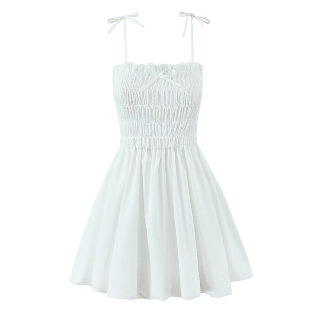 2 Colorway Spaghetti Strap Solid Color Smocked Hot Sale Casual Fashion Mini slip Dress for Ladies