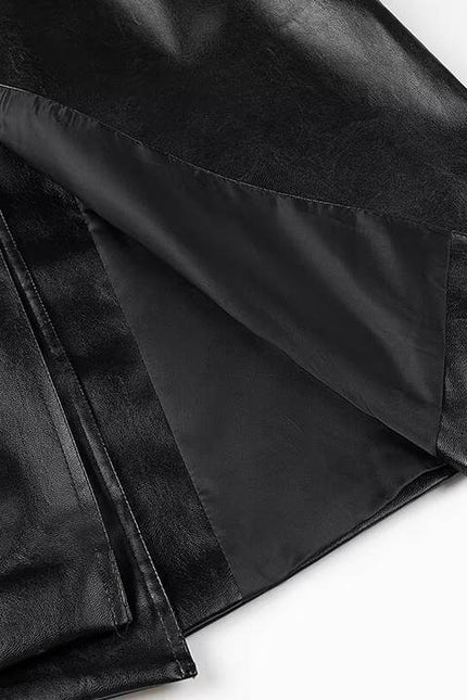 2 Colorway Long Sleeve Sashes Notched Collar Double Breasted Casual Fashion Leather Long Trench Coat for Women