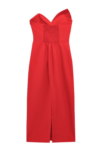 2 Colorway Solid Color Strapless Front Bow Tie Casual Fashion Summer Long Dress for Women