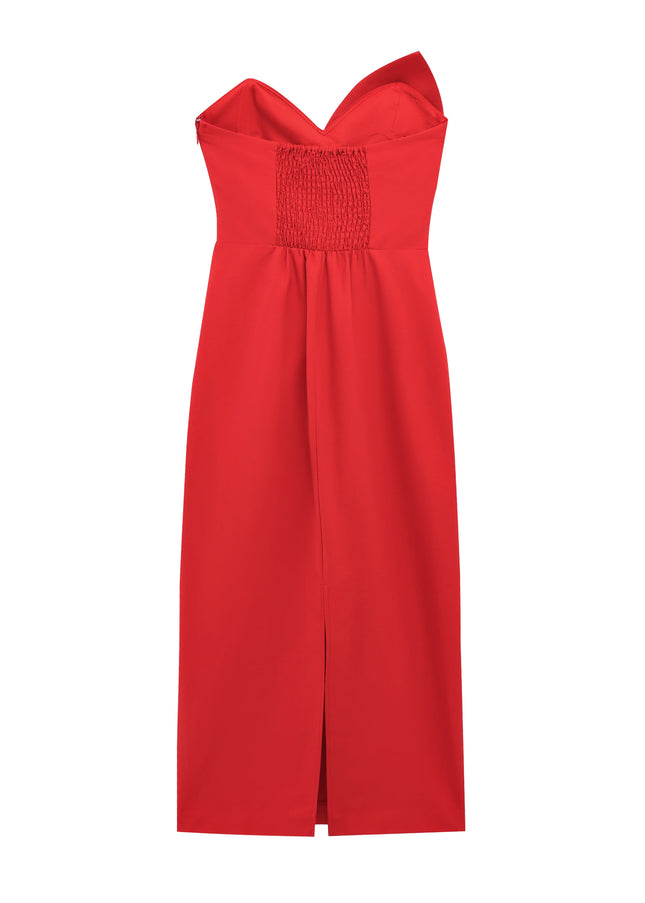 2 Colorway Solid Color Strapless Front Bow Tie Casual Fashion Summer Long Dress for Women