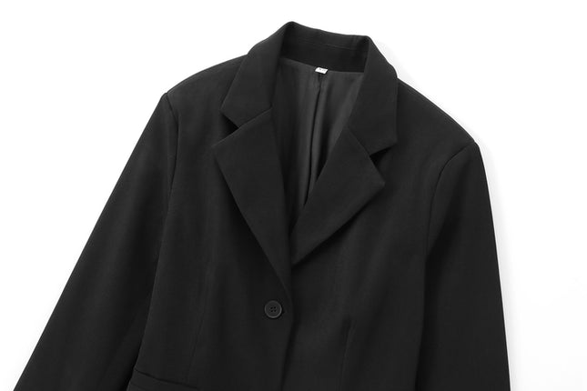 Notched Collar Single Breasted Long Sleeve Black Color Casual Fashion blazer Jacket for Women
