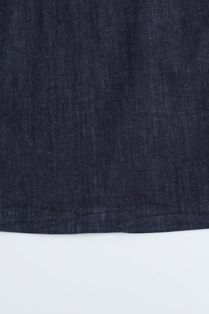 Crew Neck Front Pleated Sleeveless Denim Blue Color Casual Fashion Long Jeans Dress for Women