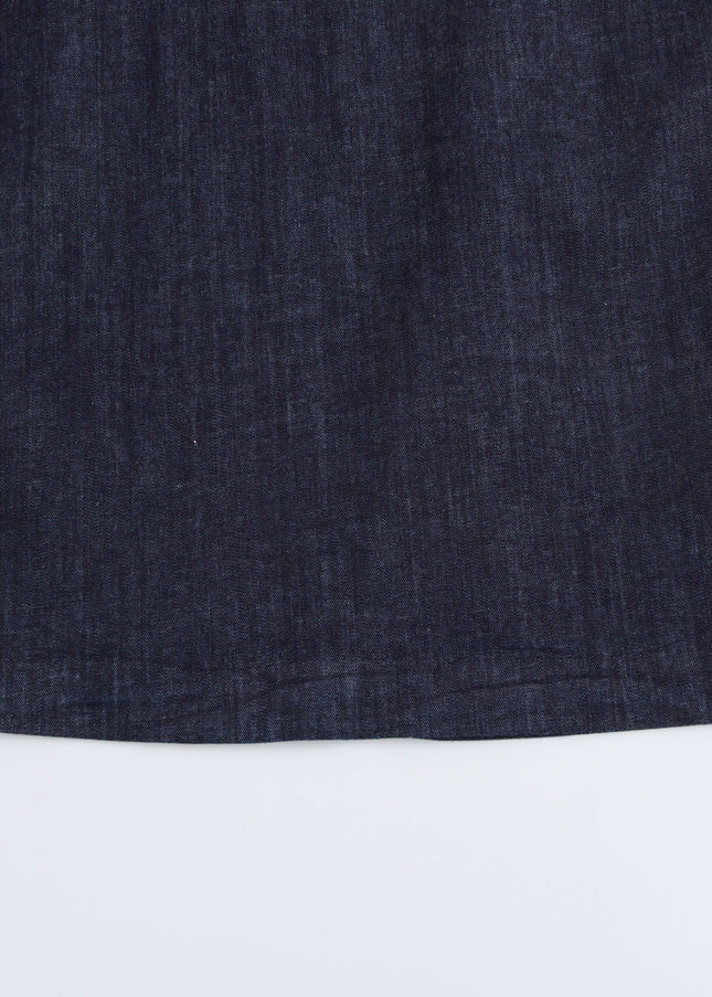 Crew Neck Front Pleated Sleeveless Denim Blue Color Casual Fashion Long Jeans Dress for Women