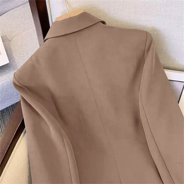 Fashionable Women Two Piece Set Coat + Pants Suits Solid Color Suit Coat Blazer Pants Set Spring Autumn Lady Office Casual Suits