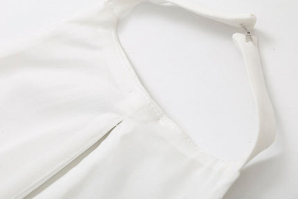 White Color Front Bow Tie With Beading Back Hollow Out Casual Fashion tank Top for Women