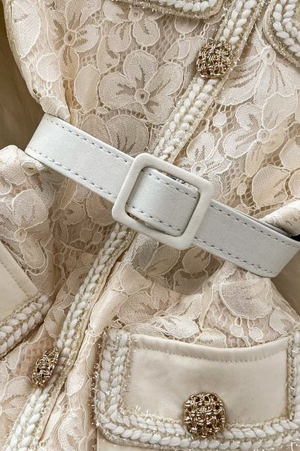 Wholesale 2024 Autumn Temperament Two Piece Long Sleeve Square Neck Lace Spliced Waist a Line Large Fold Women's Dress
