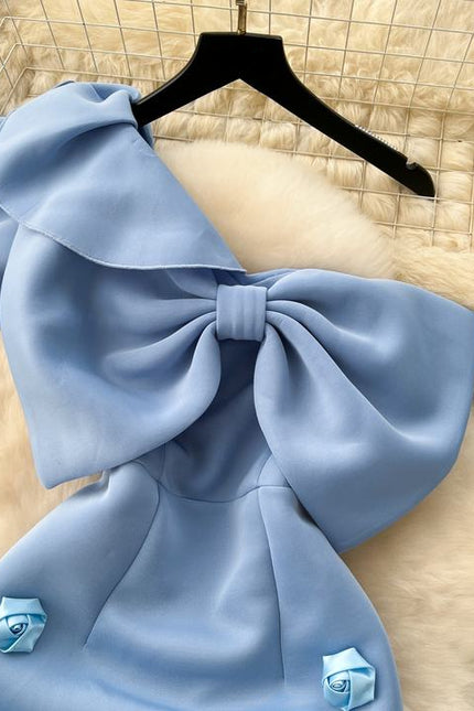S-4xl Sexy Pure Desire Wind Bow Tie Single Shoulder Diagonal Neck Bra Wrap Hip Dress