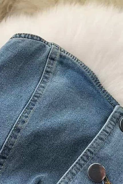 Sleeveless Sheath Women Summer New American Tight Split Denim Dresses