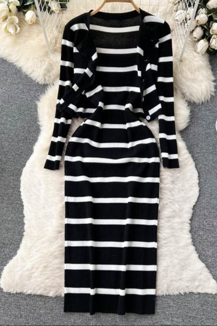 Women 2 Piece Set Custom Fashion Plus Size Women Knitted Sweater Dress Casual Knit Dress