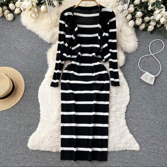 Women 2 Piece Set Custom Fashion Plus Size Women Knitted Sweater Dress Casual Knit Dress