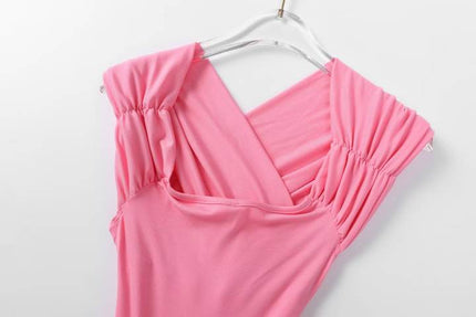 3 Colorway Solid Color v Neck Sleeveless Pleated Casual Fashion Women's One Piece Jumpsuit