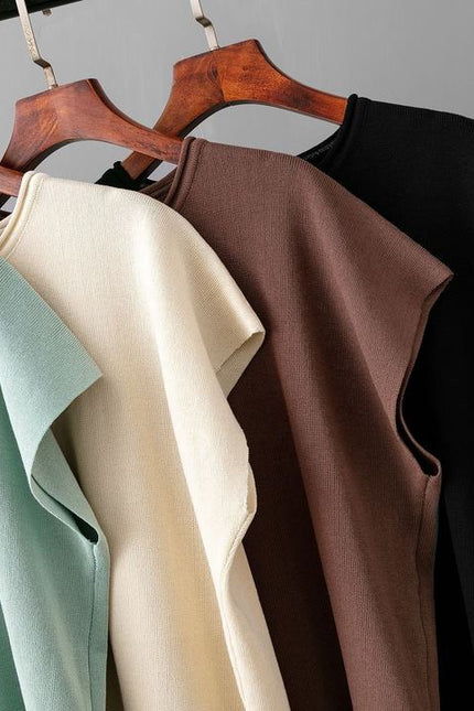 Casual Suit Women's Summer New Solid Color Sleeveless Vest Knit Wide Leg Trouser Suit