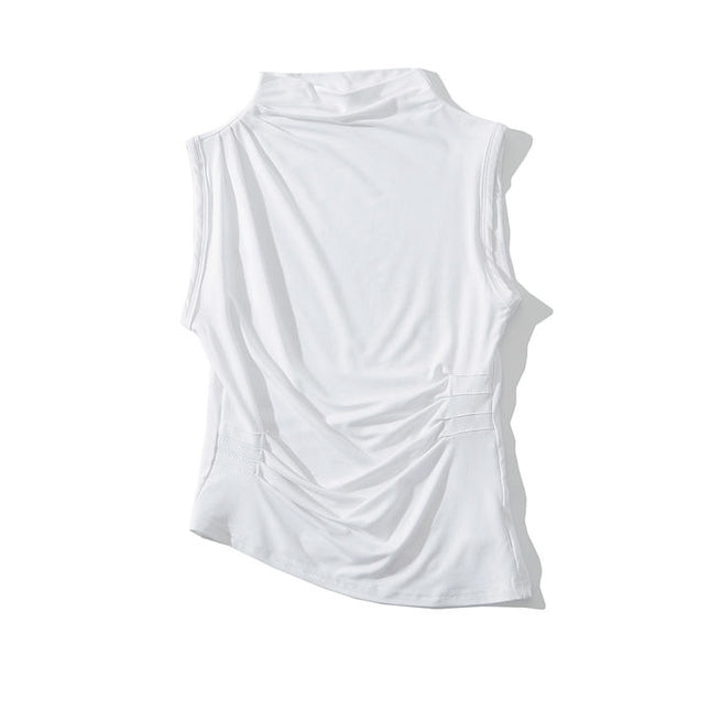 4 Colorway Turtleneck Collar Solid Color Sleeveless Casual Fashion Women's tank Top