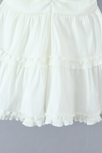 Spaghetti Strap White Color Bow Tie Casual Fashion Mini slip Dress for Women