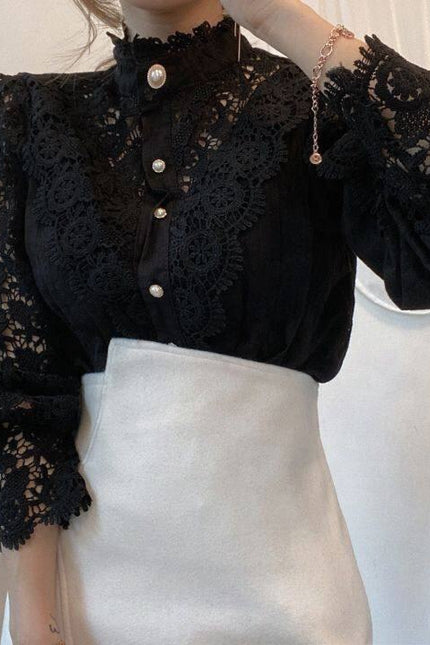 Hot Sale Women Clothing Lace Floral Ladies Tops Shirt