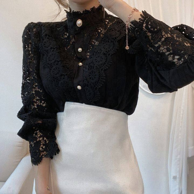 Hot Sale Women Clothing Lace Floral Ladies Tops Shirt