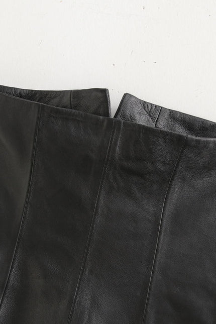 Strapless Black Color Buttons up Casual Fashion Leather tank Top for Women