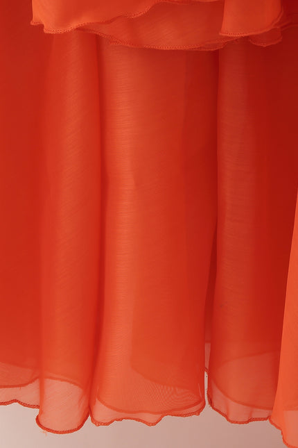 Spaghetti Strap Orange Color Front Flower Hot Sale Casual Fashion Summer slip Dress for Women
