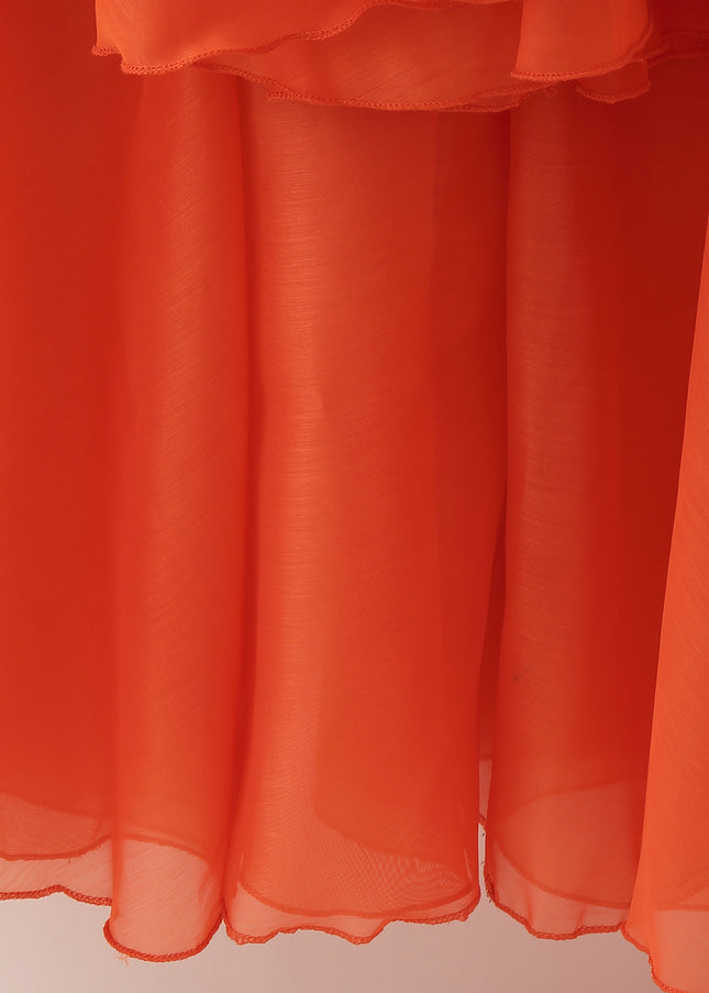 Spaghetti Strap Orange Color Front Flower Hot Sale Casual Fashion Summer slip Dress for Women