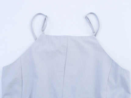 Blue Color Buttons up Spaghetti Strap Sashes Casual Fashion Women's tank Tops