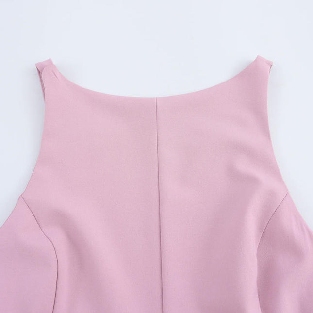 2 Colorway Solid Color Back Hollow Out Bow Tie Sleeveless Casual Fashion Tops Blouse for Women