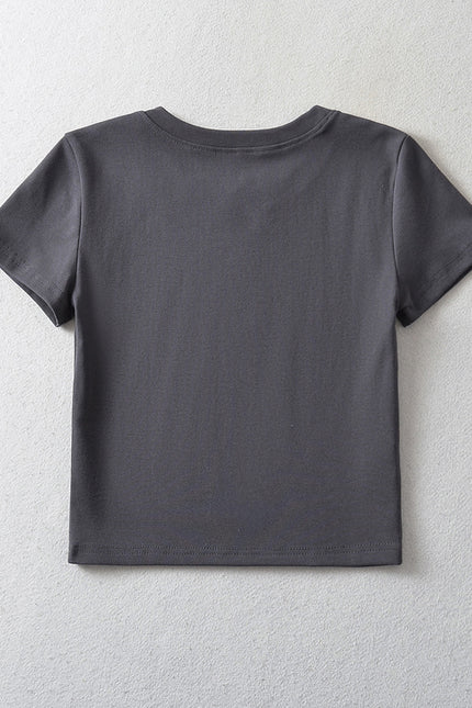 8 Colorway Front Hollow Out Short Sleeve Crew Neck Casual Fashion Women's T-shirt