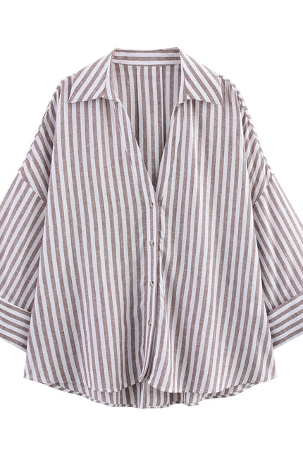 5 Colorway Buttons up Turn Down Collar Long Sleeve Casual Fashion Tops Blouse for Women