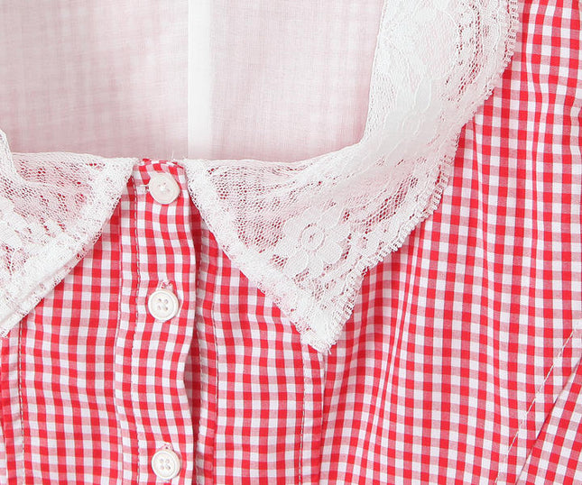 Buttons up Plaid Print Red Color Buttons up Sleeveless Casual Fashion Women's tank Top