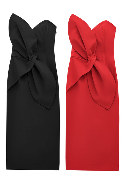 2 Colorway Solid Color Strapless Front Bow Tie Casual Fashion Summer Long Dress for Women