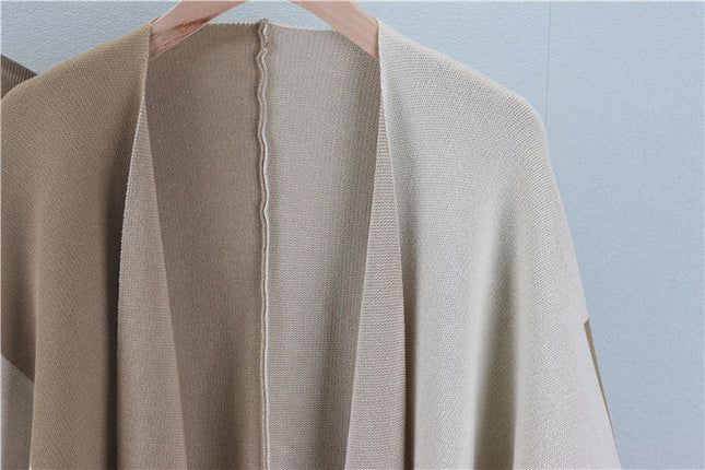 Knit Set Autumn and Winter Clashing Shawl High Collar Knit Dress Two Pieces