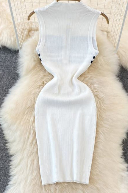 Striped Knit Vest Dress Summer Sexy Slim Tight Sleeveless Dresses