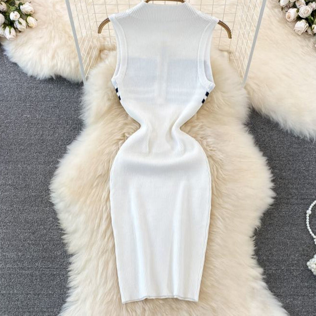 Striped Knit Vest Dress Summer Sexy Slim Tight Sleeveless Dresses