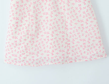 Floral Print pink Color Front Lace up Strapless Casual Fashion Summer Mini Dress for Women