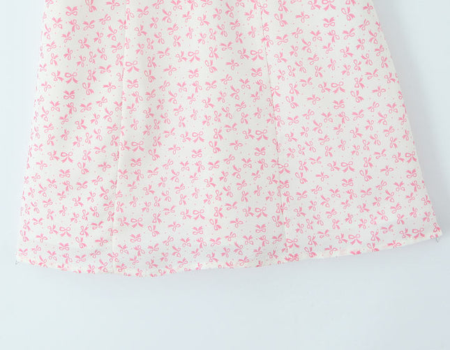 Floral Print pink Color Front Lace up Strapless Casual Fashion Summer Mini Dress for Women