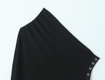 3 Colorway Asymmetrical Design Solid Color Long Sleeve Pleated Casual Fashion Women t Shirt