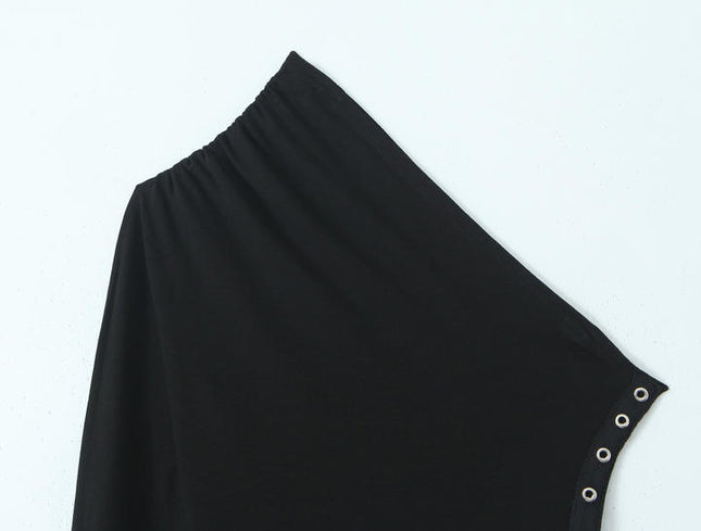 3 Colorway Asymmetrical Design Solid Color Long Sleeve Pleated Casual Fashion Women t Shirt