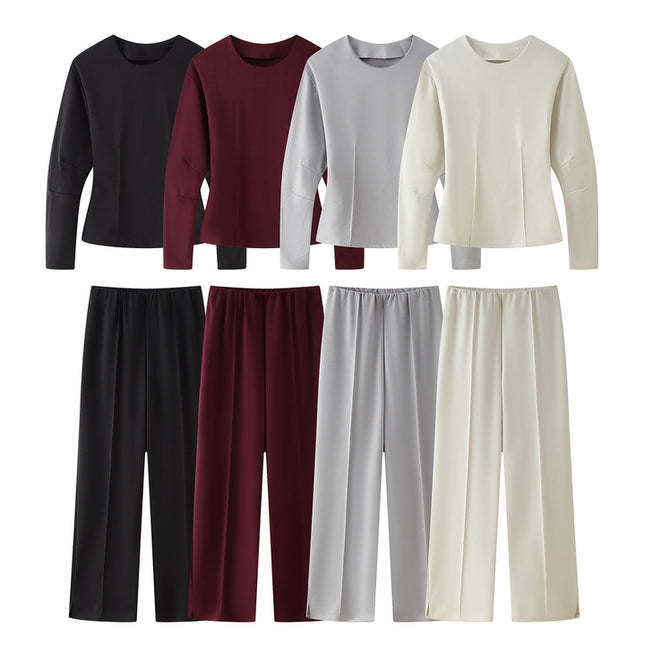 4 Colorway Crew Neck Long Sleeve Solid Color Casual Fashion Sweatshirt for Women