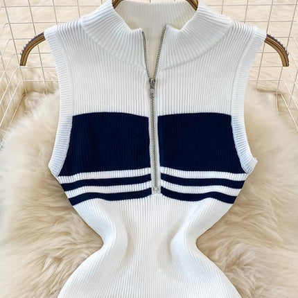 Striped Knit Vest Dress Summer Sexy Slim Tight Sleeveless Dresses