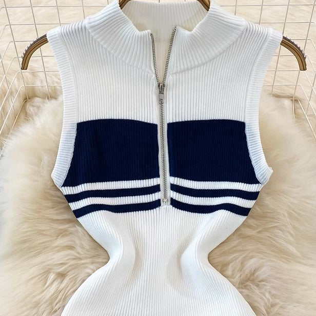 Striped Knit Vest Dress Summer Sexy Slim Tight Sleeveless Dresses