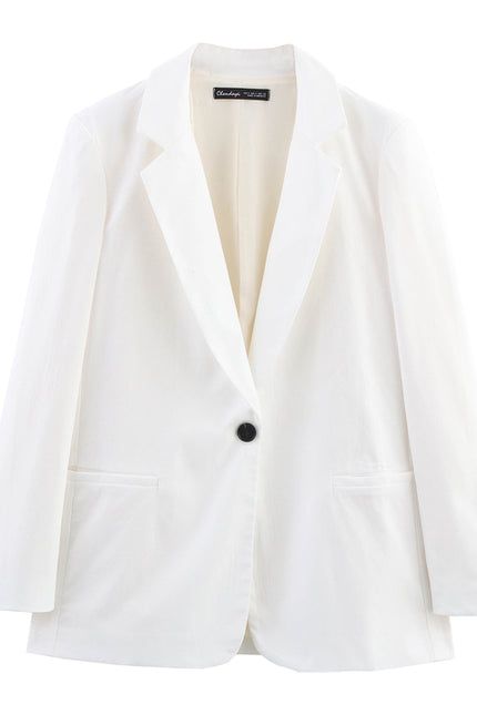 2 Colorway Single Button Solid Color Long Sleeve Notched Collar Casual Fashion blazer Jacket for Women