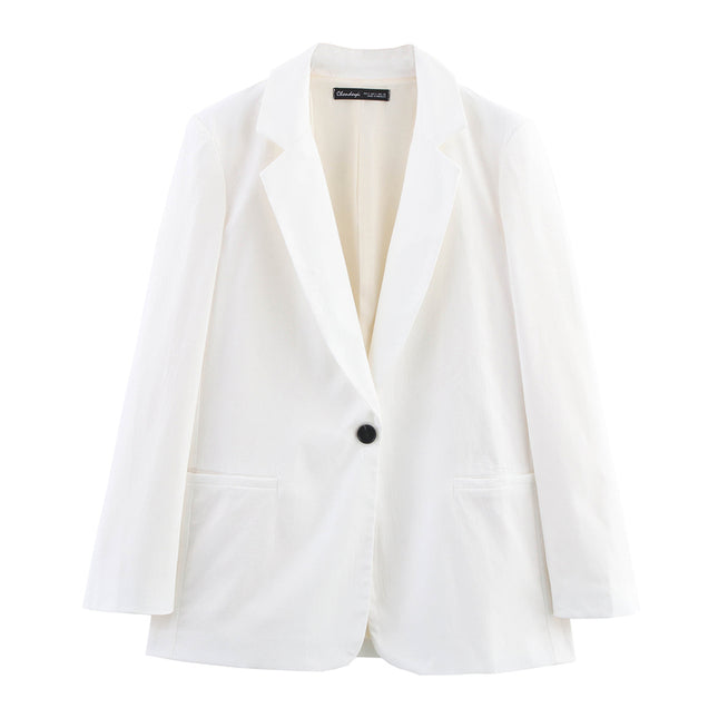 2 Colorway Single Button Solid Color Long Sleeve Notched Collar Casual Fashion blazer Jacket for Women