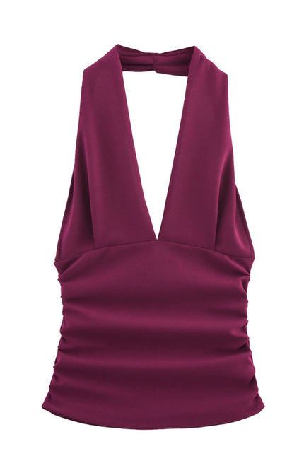 3 Colorway Back Hollow Out Solid Color Sleeveless Casual Fashion Women's Halter tank Tops
