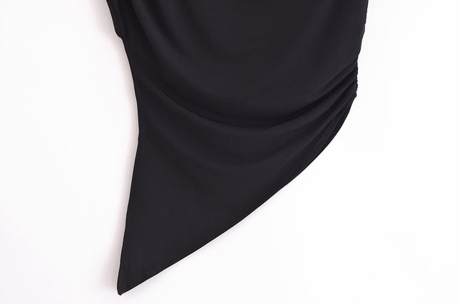 3 Colorway Solid Color Sleeveless Crew Neck Asymmetrical Design Casual Fashion Tops Blouse for Women