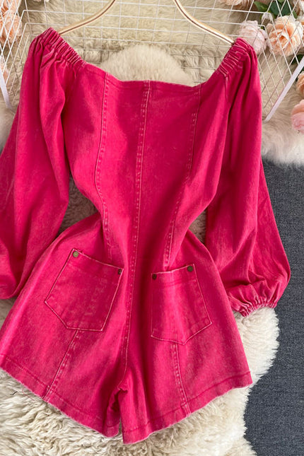 Casual Denim Short Jumpsuits Autumn High Waist Vintage Jump Suits Ladies Retro Overalls One Piece Wholesale